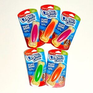 Hartz Chew ‘N Clean Tuff Bone Bundle Bacon Scented Small Durable Dog Toy